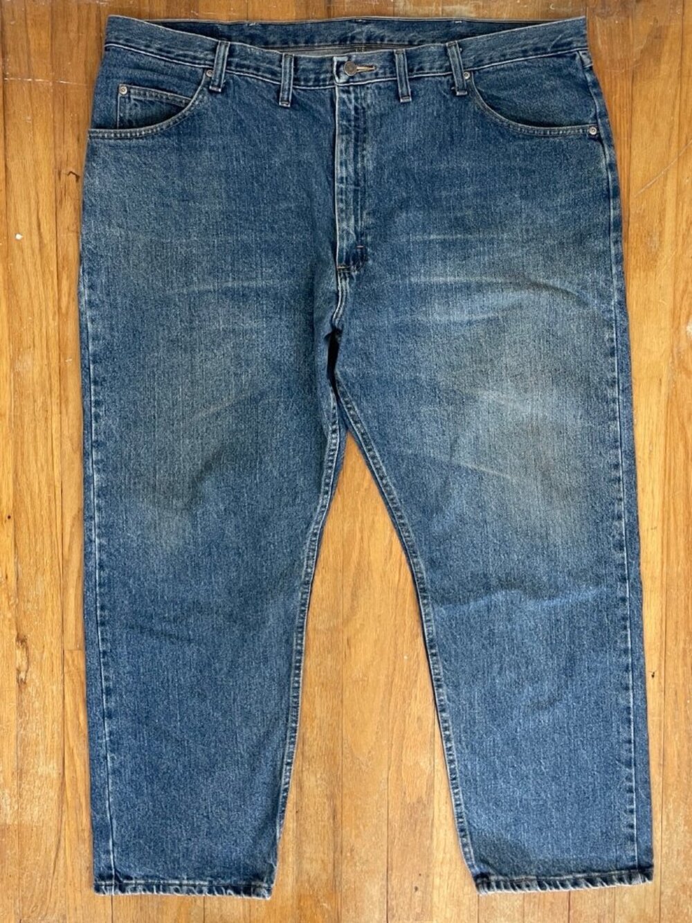 Vintage Mens Wrangler Jeans Size 44x30 1990s Faded Light Wash Denim Jeans | 44 W